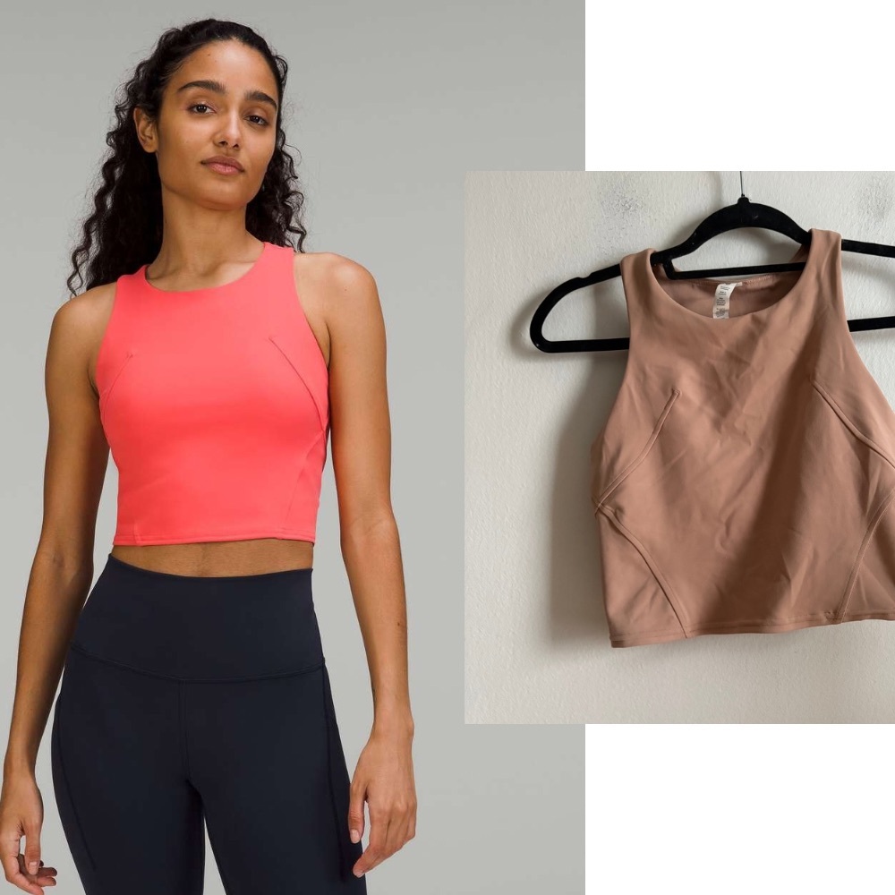 Lululemon Sz 4 Invigorate Tan Cropped Athletic Activewear Training Tank Top